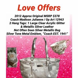 Coach Madison Julianne Silver Metallic Shoulder Bag 2 Hangtags Very Good Cond